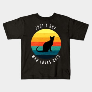 Just a Guy Who Loves Cats Retro Vintage Gifts Kids T-Shirt